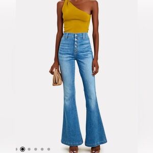 Veronica Beard Sheridan high rise bell bottom denim in lakeshore